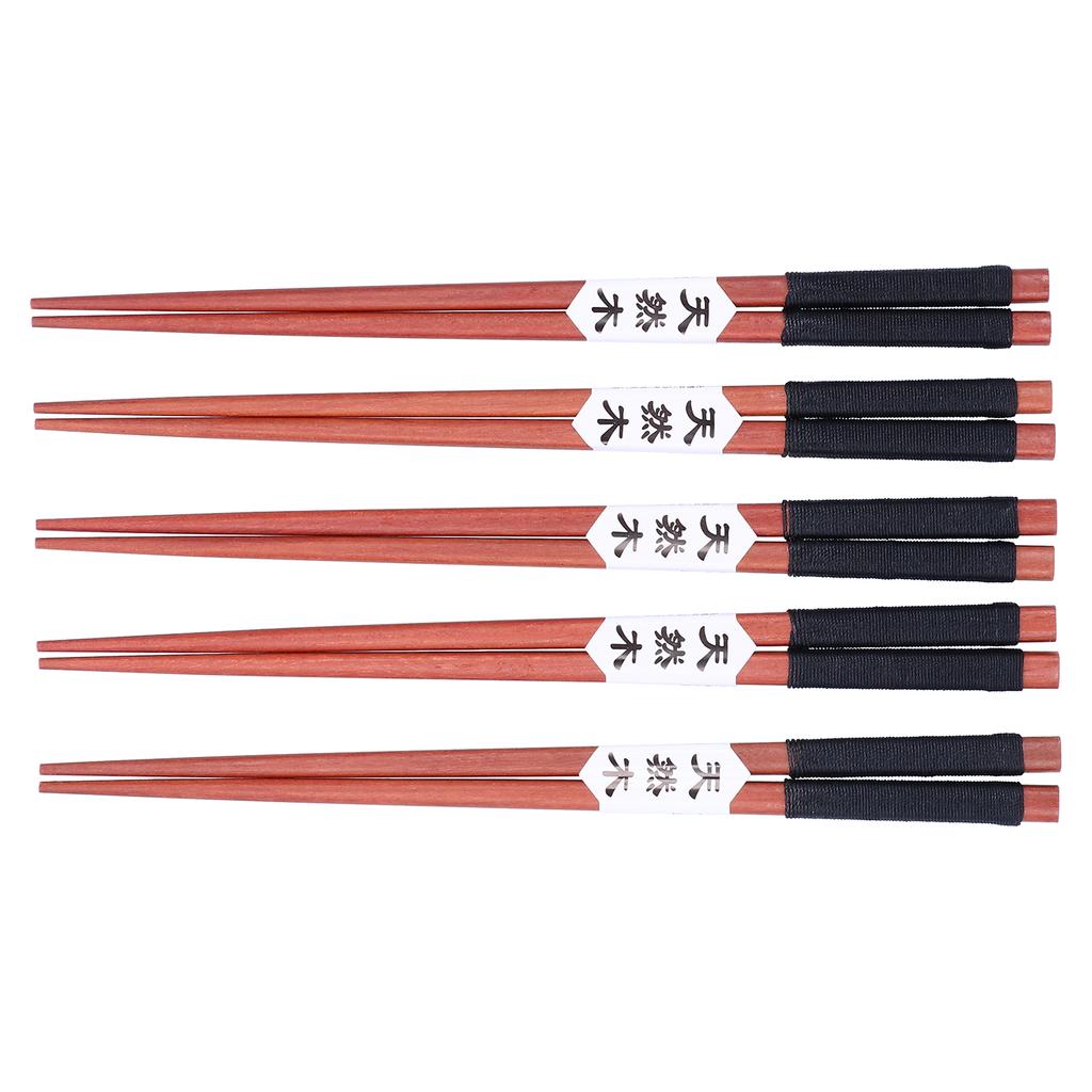 5Pairs Wooden Chopsticks Tangled Line NonSlip Sushi Chopsticks for Hotel Household Restaurant(Brown )