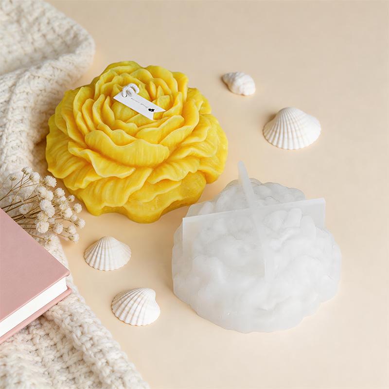 3d Soap Mold High-Temperature Peony Flower Candle Mold Aromatherapy Silicone Mold Reusable Cake Chocolate Mould For Candle Soap