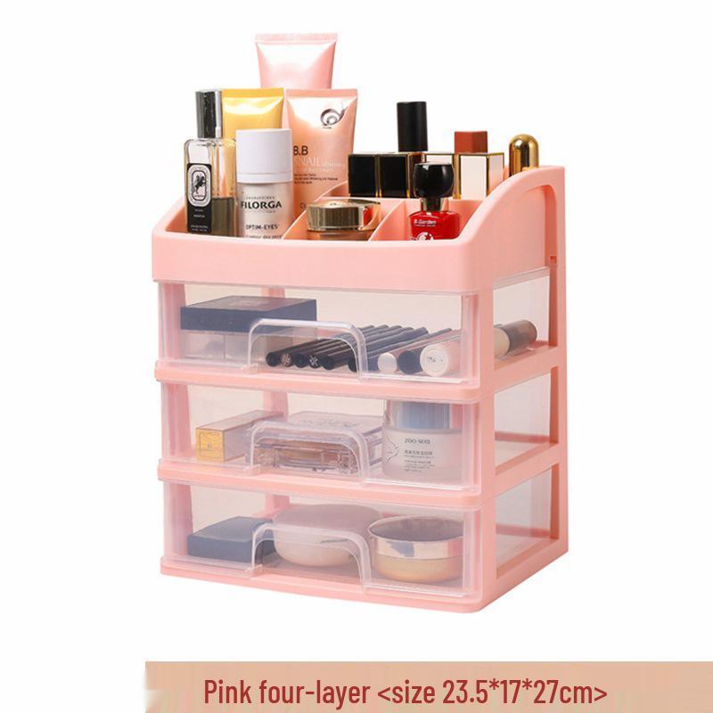 Jewelry & Cosmetic Storage Box - Transparent Dustproof Desktop Organizer with Drawers