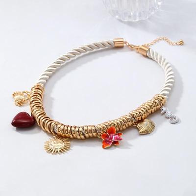 Trend Boho Women Jewelry Luxury Shell Sun Flower Heart Pendant Necklaces Cuban Choker Summer Beach Party Holiday Accessories