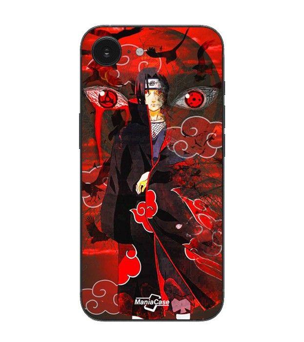 Maniacase Hülle Für iPhone 16E Demon Slayer Kimetsu no Yaiba Itachi Uchiha rote Vorderseite schwarz