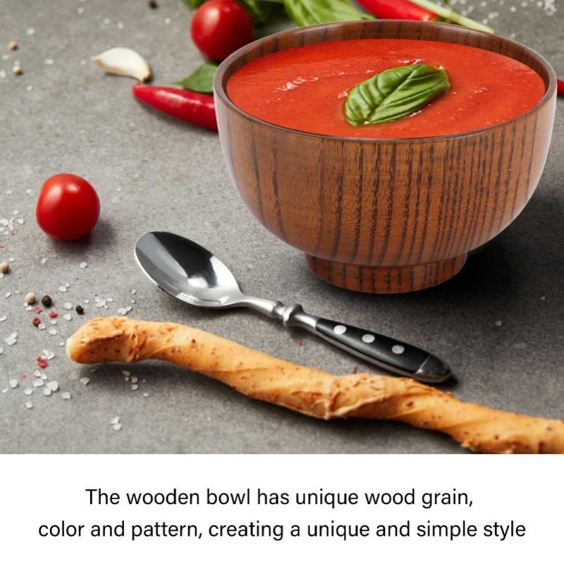 Bol en Bois Fait Main Style Japonais Bol en Bois Vaisselle de Service Pour Nouilles Riz Soupe Sauce Salade