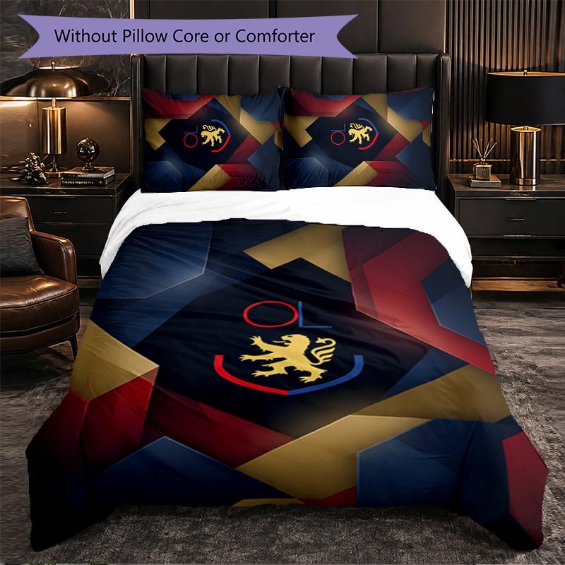 Lyon FC Themed Bedding 3Pcs Duvet Cover Set Decorative Bed Linen For Teen Room Home Decoration