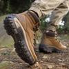 Botas de cano alto com cadarço Antiderrapantes Respiráveis Casuais Botins Masculinos Solado Grosso Absorção de Choque Sapatos de Caminhada ao Ar Livre Masculinos