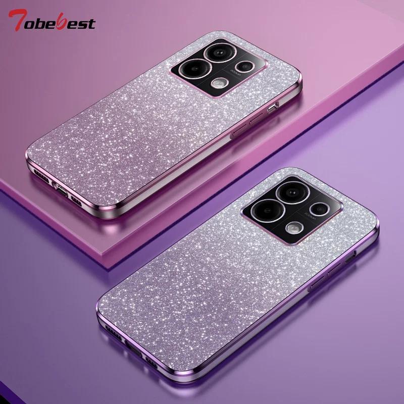 Custodia in Silicone Lucida con Placcatura Glitterata per Xiaomi POCO X6 Pro 5G Copertura Posteriore Morbida per Obiettivo Fotocamera