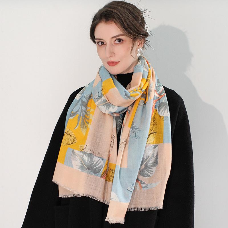 Winter Wool Scarf Women's Long Thermal Scarf Shawl Dual-purpose