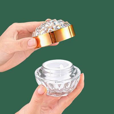 1 Stück luxuriöser Diamant-Glastiegel (50 g) mit Deckel für Gesichtscreme, Kosmetikbehälter aus Acryl für Cremes und Lotionen, Reiseflasche