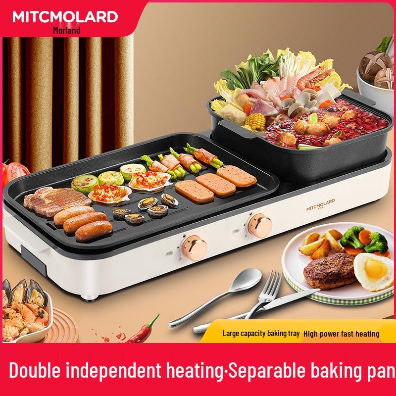 Multifunctional Large Hot Pot & Grill Combo - Dual-Use, Detachable Barbecue Pot