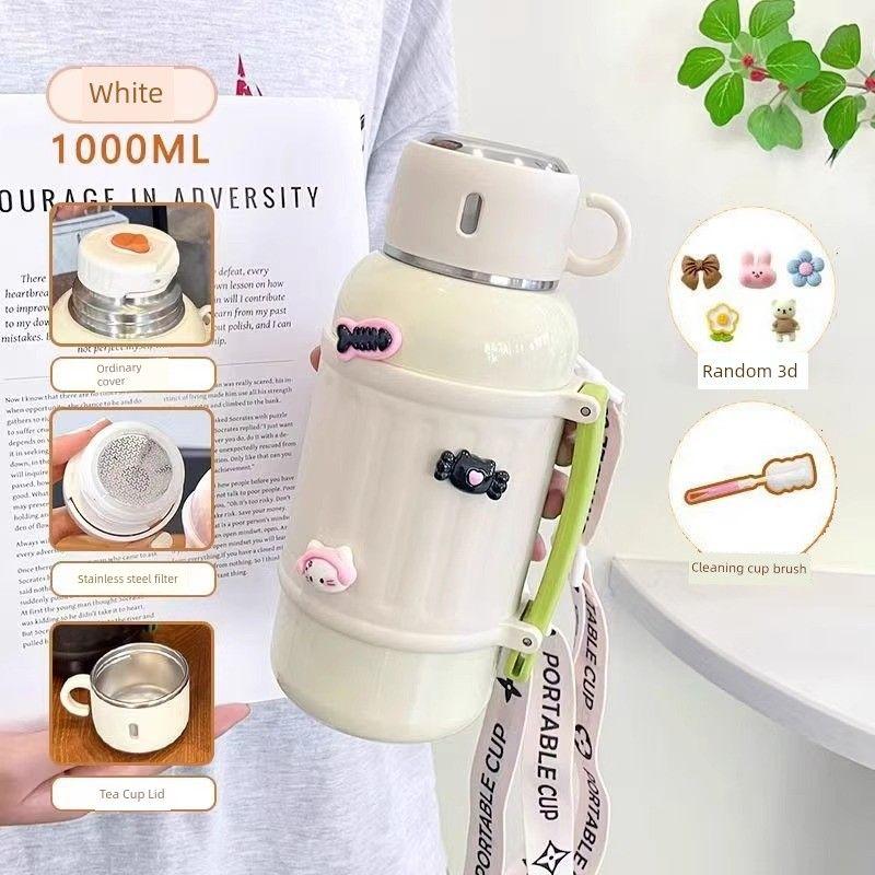 Large-Capacity Thermos Cup 2025 New Model for Male and Female Students, High-Looking 316 Stainless Steel Outdoor Portable Tea-Making Kettle