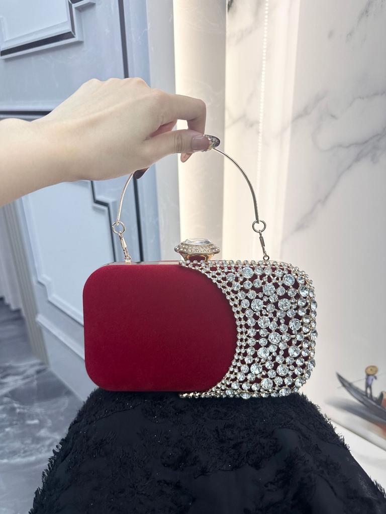 Retro Diamond Embedded Evening Clutch Bag for Women Versatile Dr Handbag Ele Par Accory Hard Ell Small Size