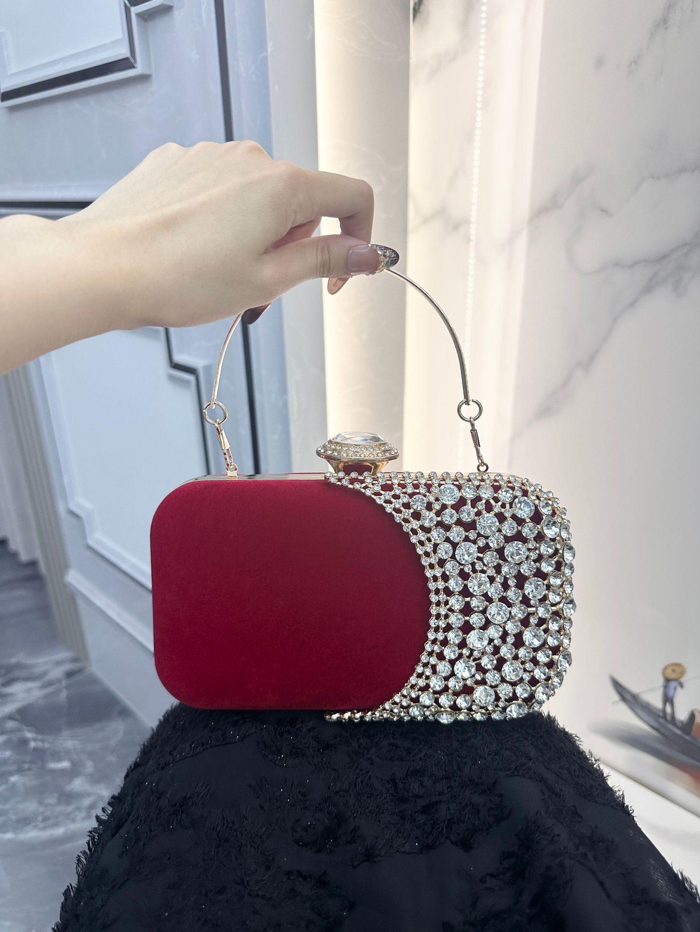 

Retro Diamond Embedded Evening Clutch Bag for Women Versatile Dr Handbag Ele Par Accory Hard ell Small Size