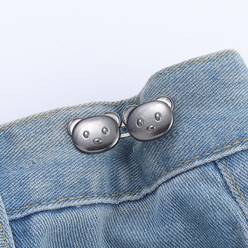 Cute Bear Head Snap Button for Jeans - Detachable, Nail-Free, Stitch-Free Waist Reducer