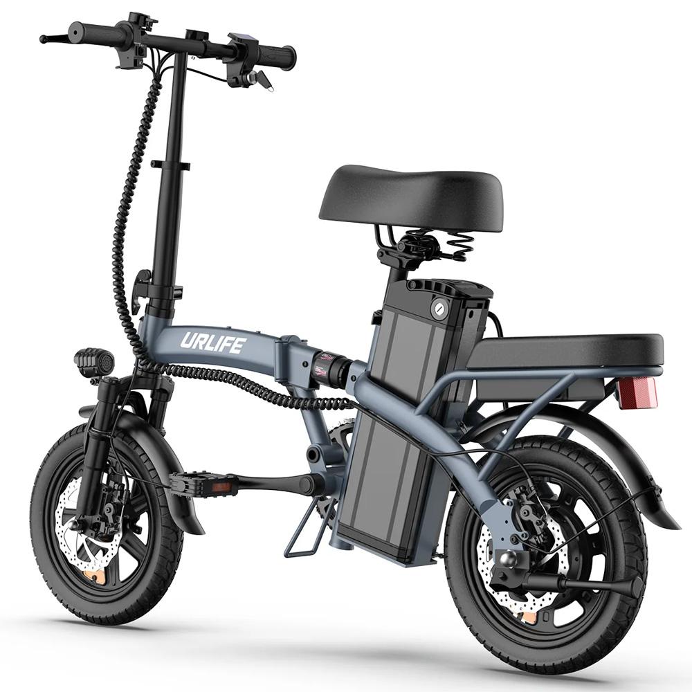 Urlife F1L Foldable Electric Bicycle 250W Motor 14" Tire City Electric Bike 48V 7.8Ah Dual Disc Brakes Max Load 120Kg LCD Display