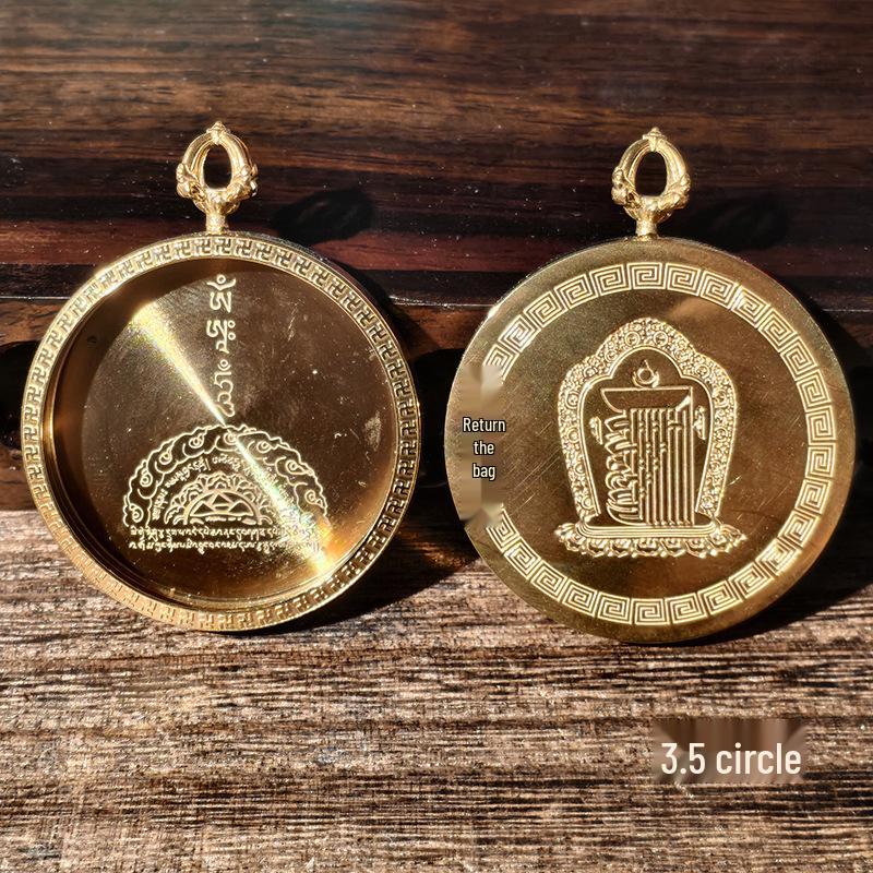 Tibetan Thangka Titanium Steel Gold Silver Pendant: Single/Double-Sided Benming Buddha Amulet