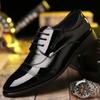 Formal Office PU Leather Black Shine Business Casual Shoes JZ-2385
