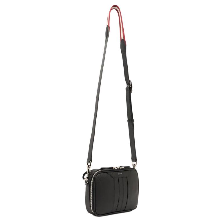 Bally Beckett Solid Color Versatile Leather Crossbody Bag Men Bags Black 6313596