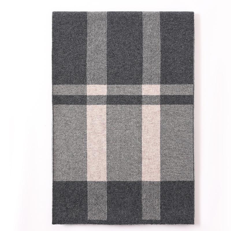 Versatile Plaid Men's Wool Scarf Winter Boys' High-end Dad's Cashmere Warm Scarf 2025 New