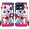 Handmade PU Leather Flip Case for Infinix Note 40 / Note 40 5G (X6853/X6852) Anti-Slip Shockproof Cover with Wrist Strap & Heart/Rose Cat Designs