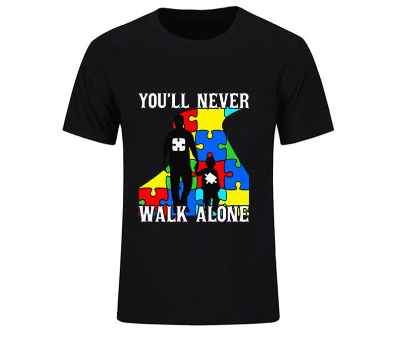 Never Walk Alone Father And Son T Shirt Discount Custom Work Tshirts Mens Short Sleeve Tees
