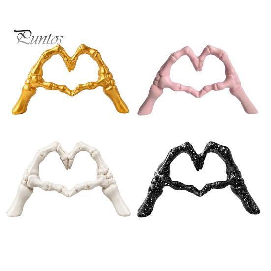 Dark Romantic Bedroom Decor Skeleton Hand Heart Gesture Resin Figurine, Halloween Figurine for Desk, Gothic Love Symbol Ornament Shelf Tabletop