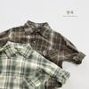Vintage Korean Style Kids Plaid Long Sleeve Shirt Lightweight Outerwear For Boys Girls