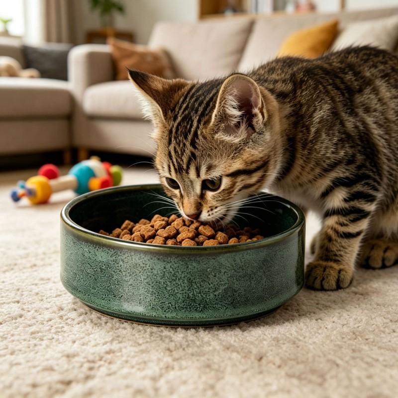 Large Capacity Ceramic Cat Bowl Anti-Spill Elevated Neck Protection Food Water Feeder