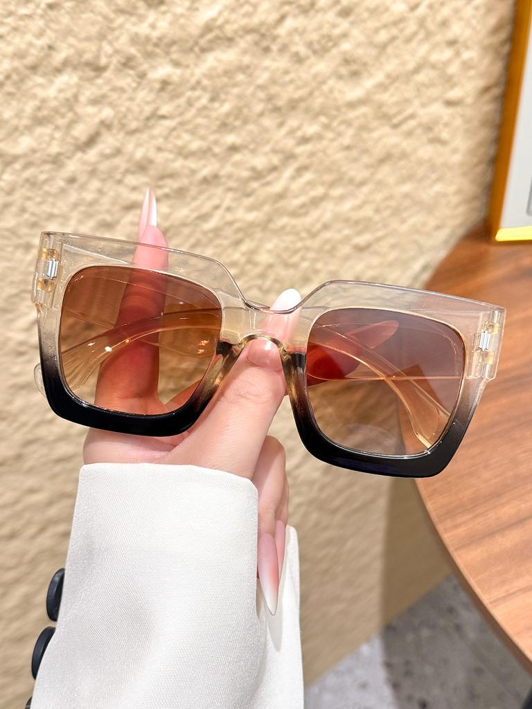 1Pc Fashionable Oversized Square Frame Sunglasses, Classic Versatile Color Scheme, Suitable for Parties, Vacations, and Driving