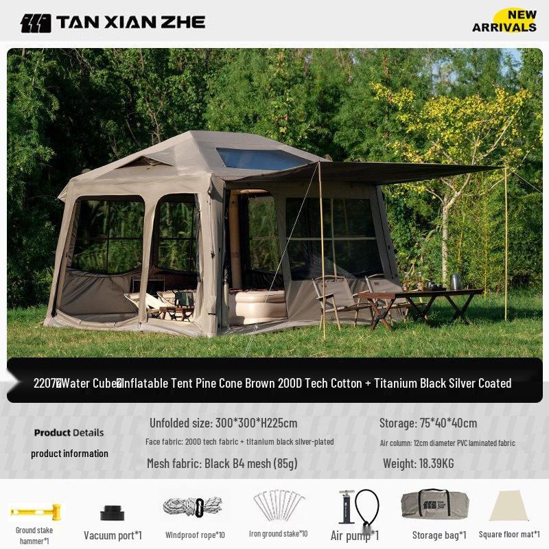 Explorer Water Cube Automatic Inflatable Tent - Rainproof Outdoor Camping Gear for Car Tail Integration