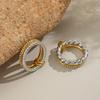 Stainless Steel Two Tone Double Layer Cubic Zirconia Circle Ring 18K Gold Plated Stackable Waterproof Ring for Women Jewelry