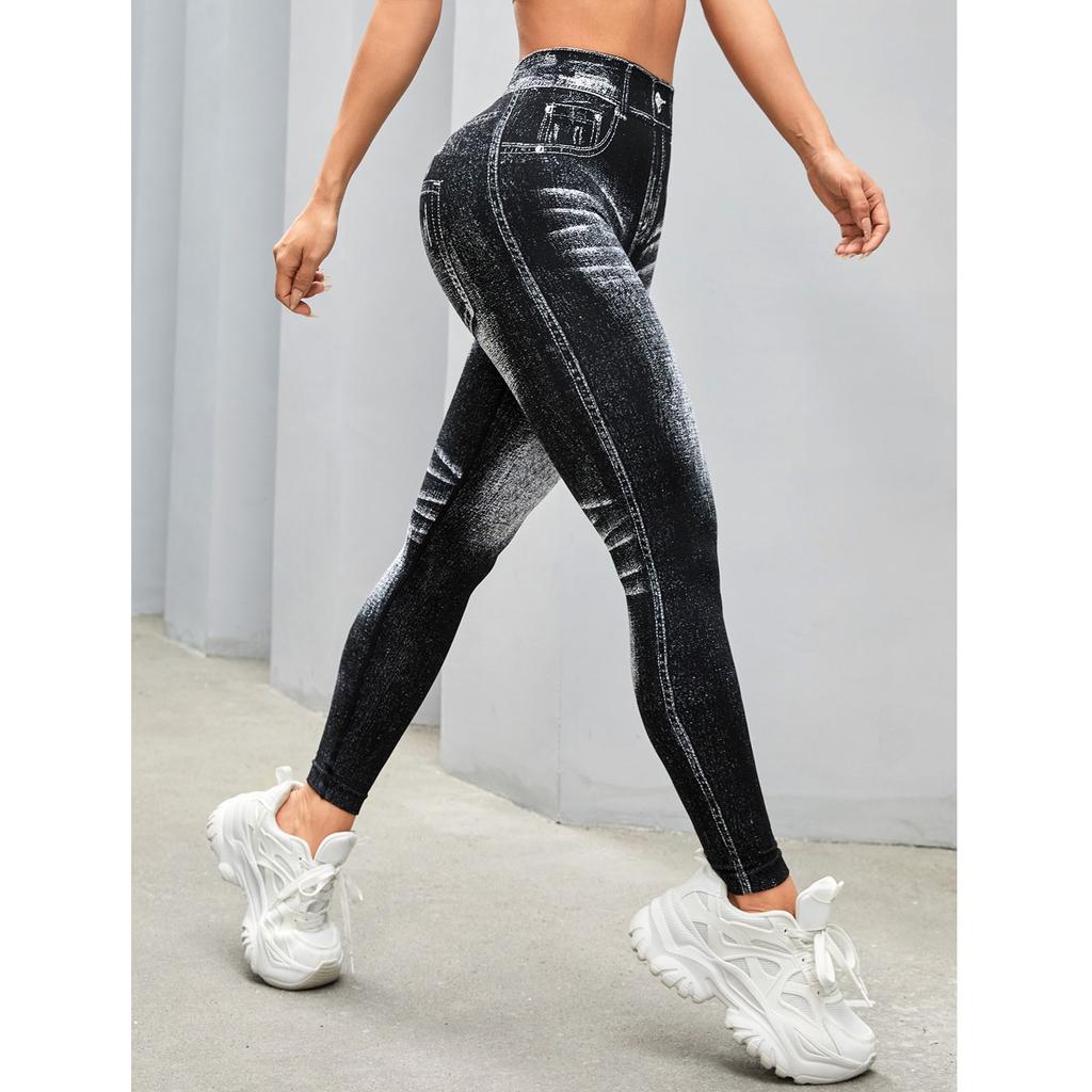 Damen Lässige Nahtlose Hüfthebende Fitnesshose mit Engem Rücken V-Bund Yogahose