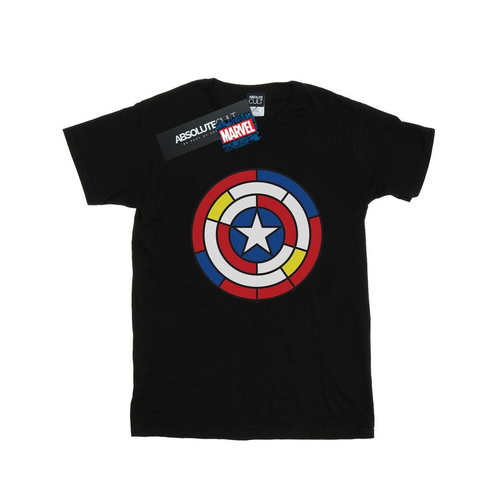 Marvel Mens Captain America Stained Glass Shield T-Shirt