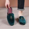 New Men's Tassels Half Slippers Suede Leather Shoes Male Casual Mules Moccasins Breathable Loafers Zapatos Hombre