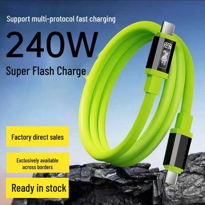 240W Liquid Silicone Dual Type-C Fast Charging Cable for Apple, Huawei, Xiaomi Laptops