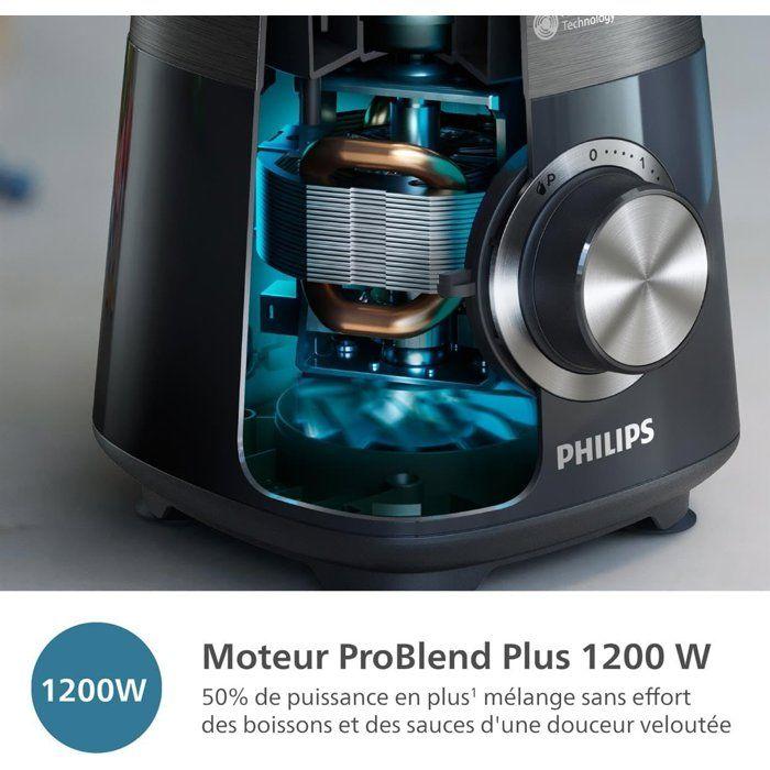 Blender mixeur - PHILIPS - HR3041/00 - Série 5000 avec gourde - 1200W -2L - Métal