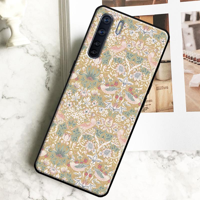 William Morris Strawberry Thief Case For Oppo A96 A76 A16 A18 A38 A58 A78 A98 A15 A17 A77 A74 A94 A54 A57S A40 A60 A80 Cover