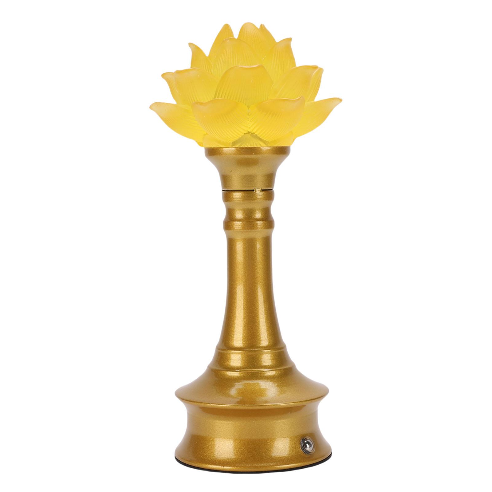 

LED Flower Lamp Resin Metal USB Rechargble Buddhistic Lamp Flower Night Light for Display Decoration Faith Supplies