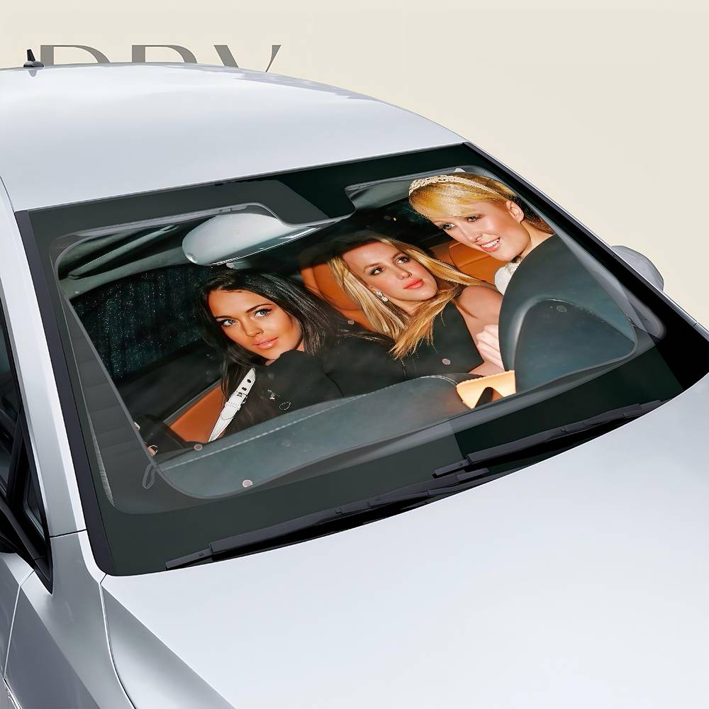 Paris Britney Lindsay Heated Windshield Sunshade Car Window Windscreen Cover Sun Shade Auto Sun Visor Car-covers
