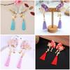 Fan Hair Ornament with Tassel and Flower Design, Hair Clip, Chinese Style, Hanfu, Yukata, Kimono, Hair Accessory, Headpiece, Children's Hair