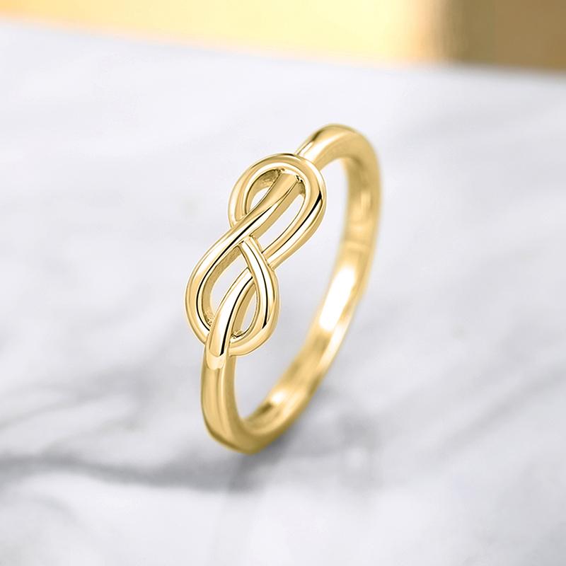 Huitan Minimalist Infinity Design Women Rings Metallic Style Fashionable Female Finger-rings Temperament Versatile Zircon Bulk 6