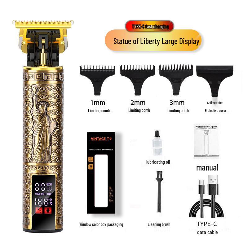 Professional Electric Hair Clipper for Barbers & Home: Precision Carving, Slicked Back Styles, Bald Head Trim.
