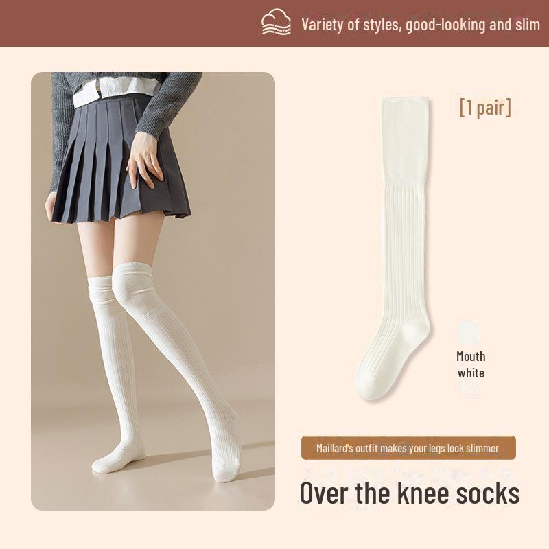 

Женские носки Maillard выше колена, осенне-зимние хлопковые носки с высоким давлением. One Size [Slimming/Non-slip] белый