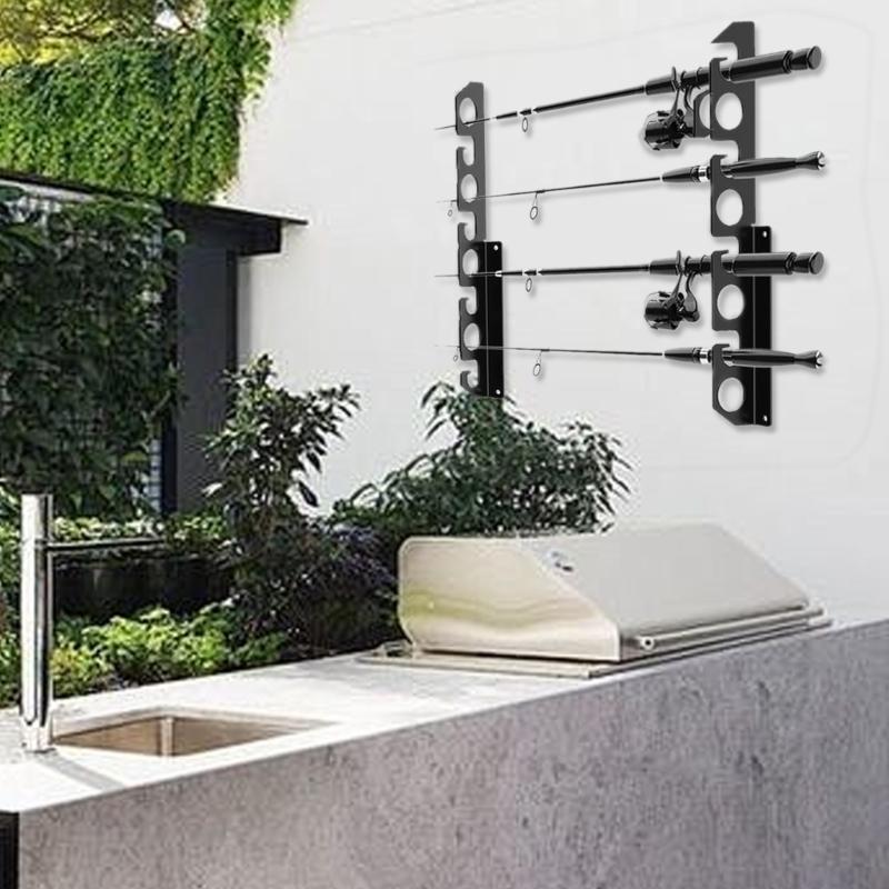 Multiple Rod Holder Wall Mounted Organizers Durable Acrylic Structure with Anti Slip Features for Fishing Enthusiasts