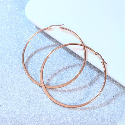 Simple Big Hoop Earrings for Women Rose Gold Color Smooth Wave Twisted Round Large Circle Earring Elegant Jewelry
