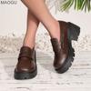 Plus Size British Style Loafers Women's Autumn Chunky Heel Slip on Low Top Shoes Office Casual Shoes Comfortable Walking Pumps