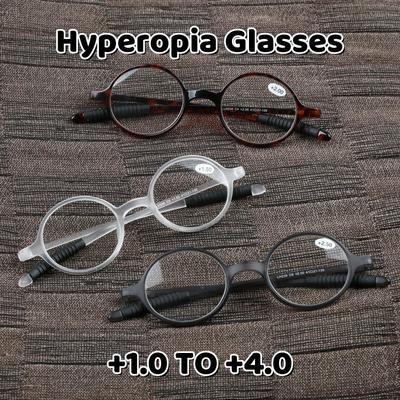Hochauflösende Harzlinse Lesebrille für Presbyopie Runde Lesebrille Weicher PC-Rahmen Mehrfarbige Weitsichtbrille