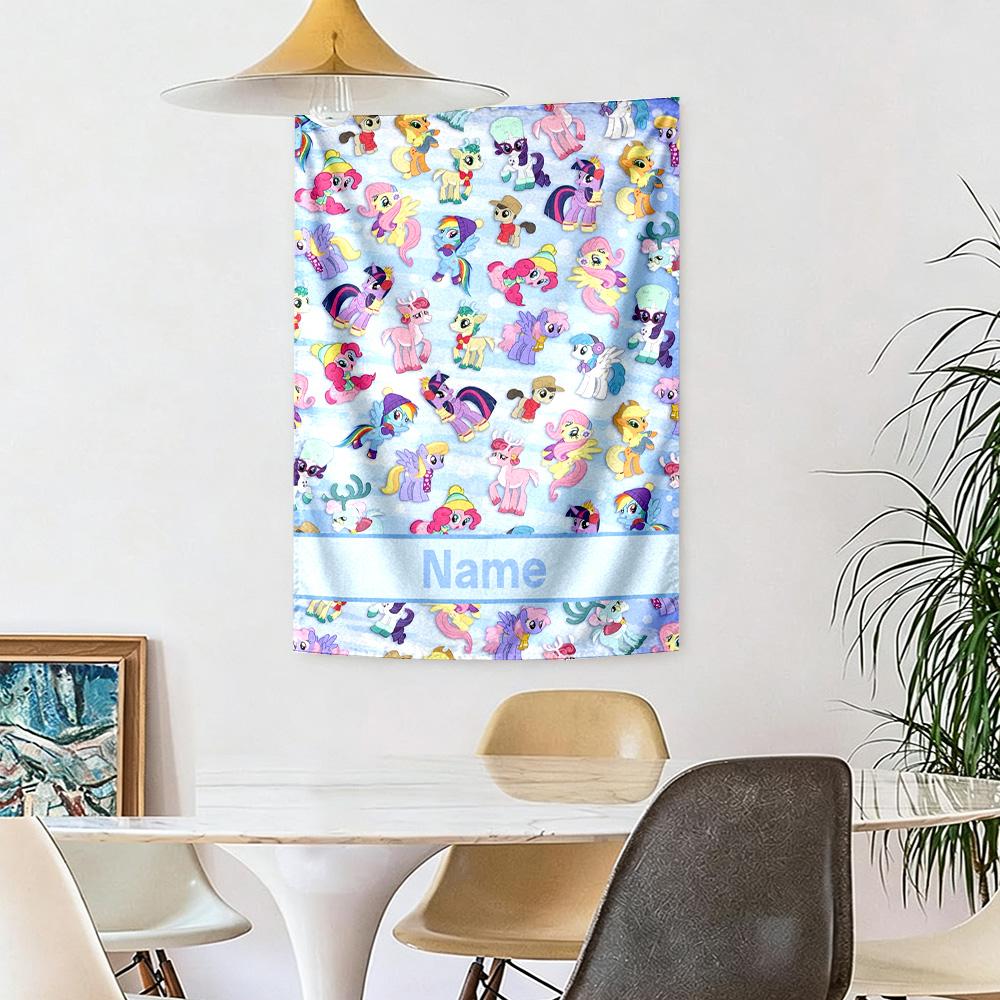 Little Pony Custom Your Name Wall Decor Tapestry Art For Pet Memorial Birthdaywedding Party Backdrop Family Gift