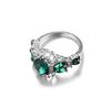European American Fashion Green Flower Crystal Gemstone Ring