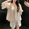 [100% Cotton] Spring and Summer New Sweet Girl Style Loungewear Short-sleeved Shorts Solid Color Pure Cotton Pajamas Cover