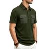 Men Heavyweight Loose Fit Jacquard Polo Shirt Workwear Multi Pocket Casual Short Sleeve Outdoor Shirt with Contrast Details