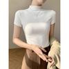 La Chapelle Women's Slim Fit Semi-High Collar Short Sleeve T-Shirt